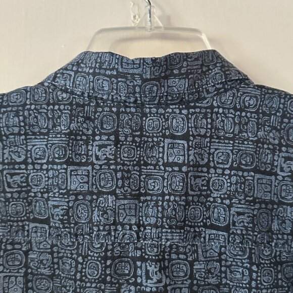 Sold 🎈 LL Bean Batik Button Up Shirt XL Blue Black Ethnic Print Summer Island - Picture 6 of 6